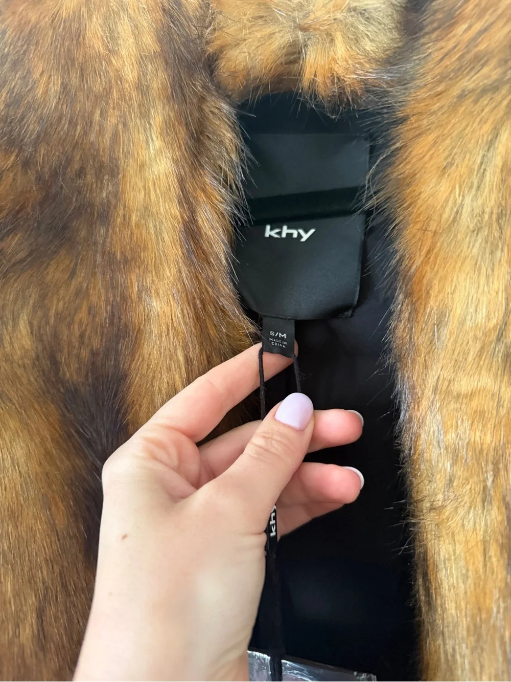 Khy Fax Fur Jacket in Chestnut Brown - Picture 4 of 4